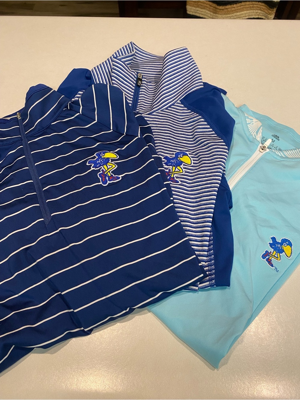 KANSAS JAYHAWKS NWT SKINNY LEGS SET OF 3 WOMENS PULLOVERS/GOLF SHIRTS SZ MEDIUM